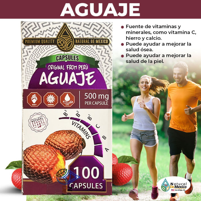 Aguaje Suplemento Alimenticio 100 Capsules 500mg. Calidad Premium