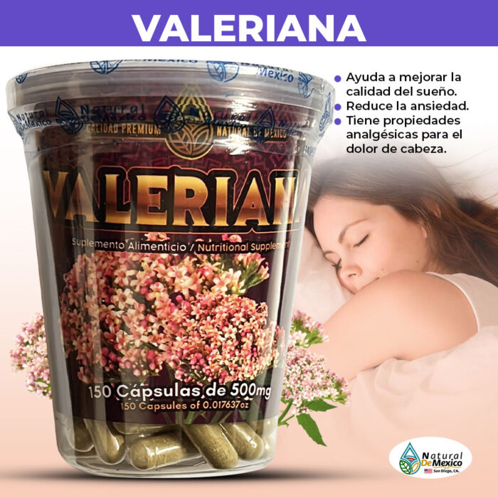 Valeriana Suplemento Alimenticio en Vasito 150 Caps. 500mg.